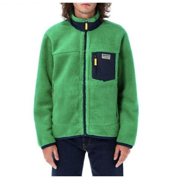 New  Polo Ralph Lauren Men's Pile Fleece Jacket Green Size Large - Picture 1 of 5